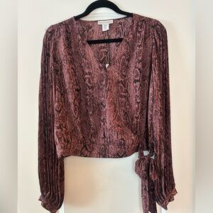 🆕 Cupcakes & Cashmere Purple Snake Print Wrap Blouse